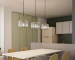 Suspension vintage moderne en pierre de verre