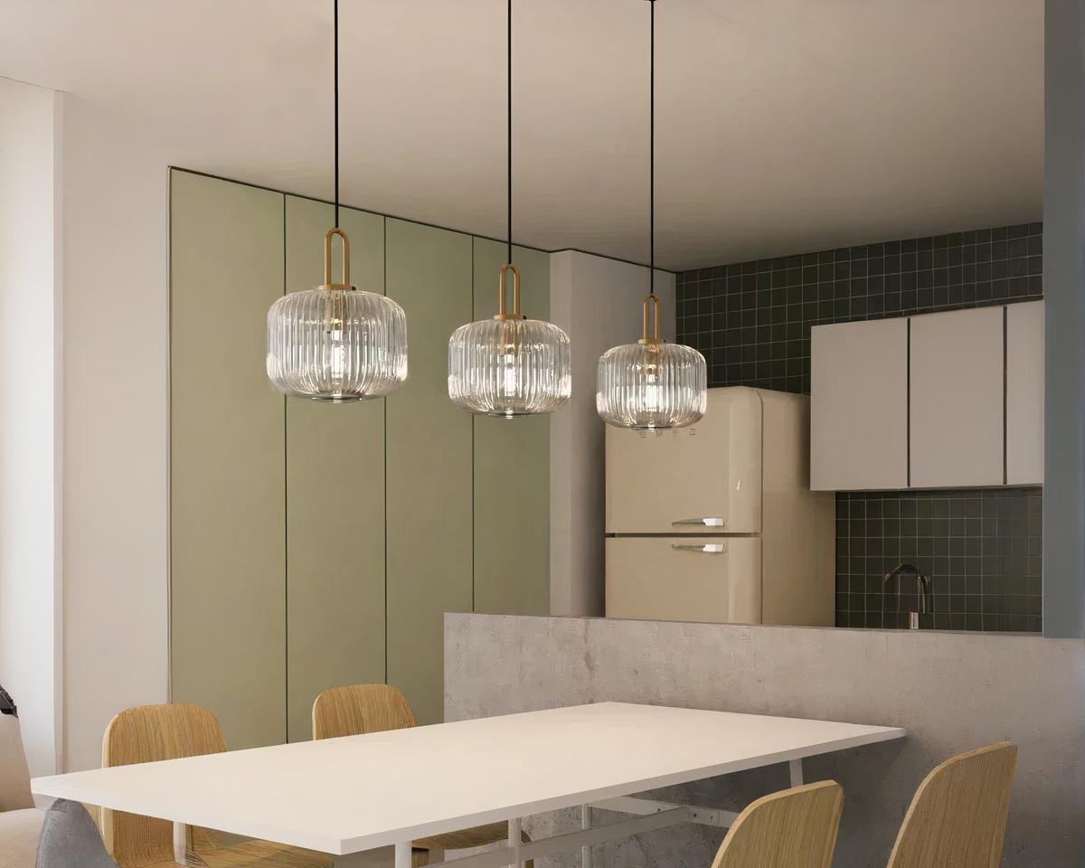 Suspension vintage moderne en pierre de verre