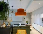 Suspension vintage orange design en acier robuste