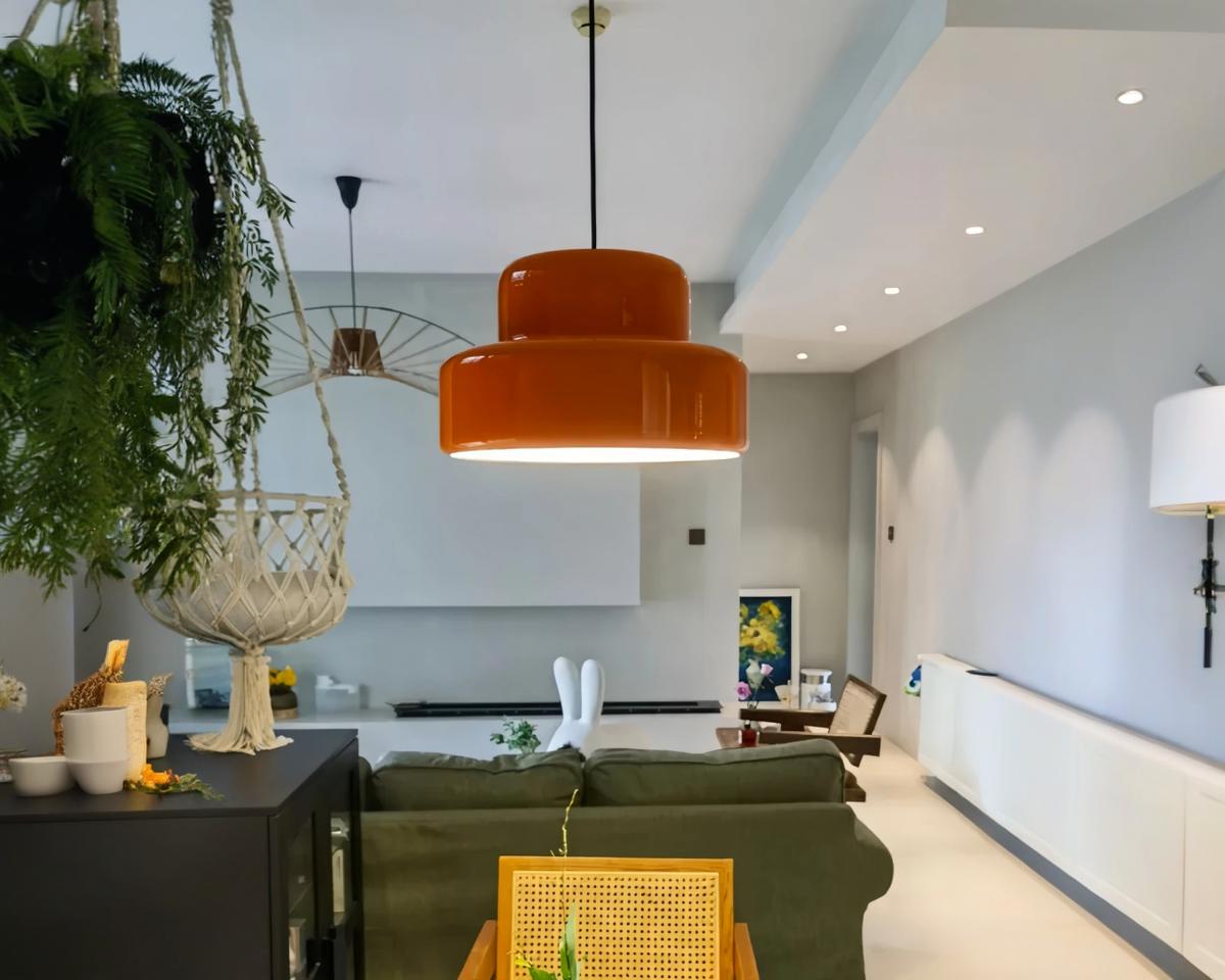 Suspension vintage orange design en acier robuste