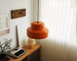 Suspension vintage orange design en acier robuste
