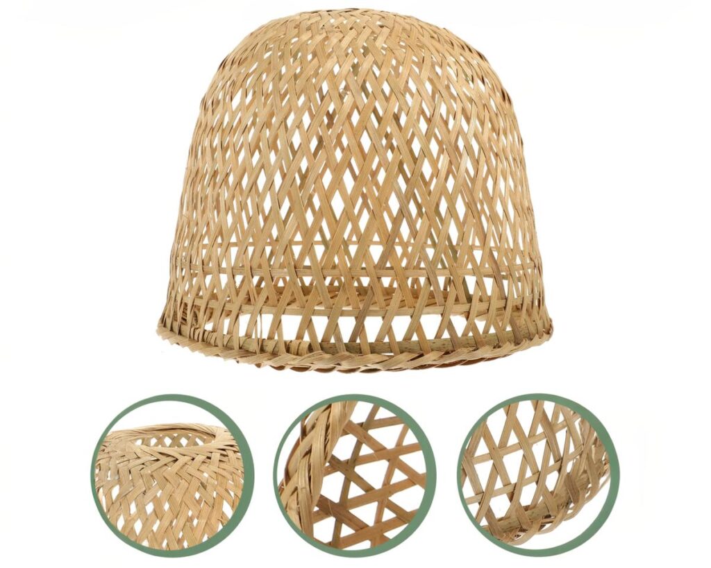 Abat jour suspension au style vintage en bambou sur fond blanc