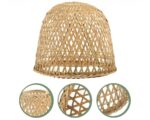 Abat jour suspension au style vintage en bambou sur fond blanc