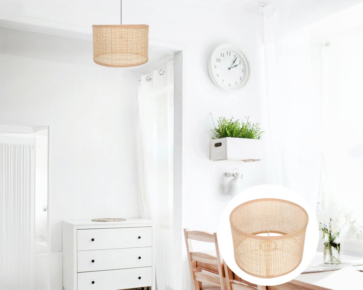 Abat jour suspension tendance et vintage en rotin tissé