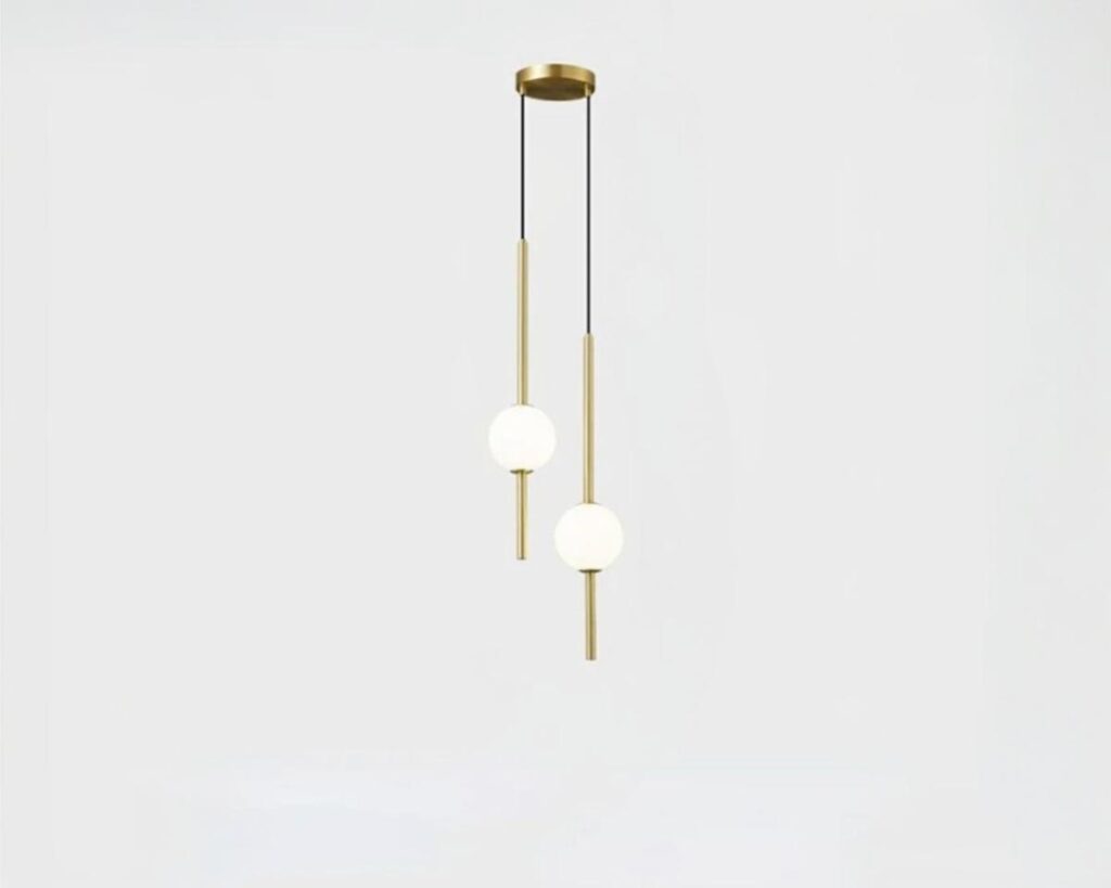 Suspension 2 lampes minimaliste et design sur fond gris