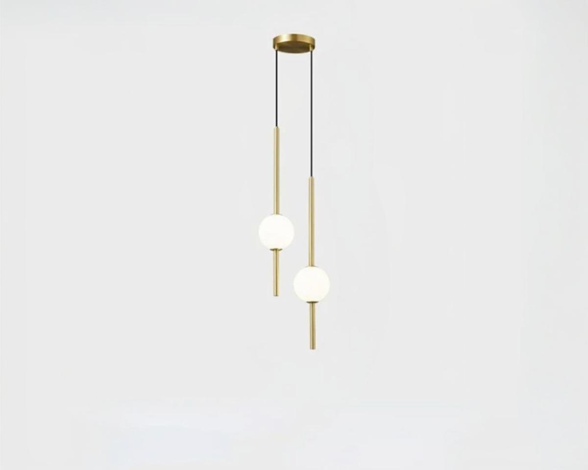 Suspension 2 lampes minimaliste et design sur fond gris