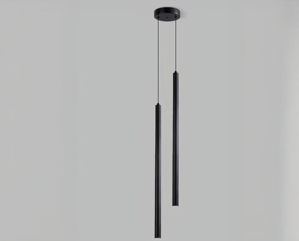 Suspension 2 lampes minimaliste et moderne sur fond gris
