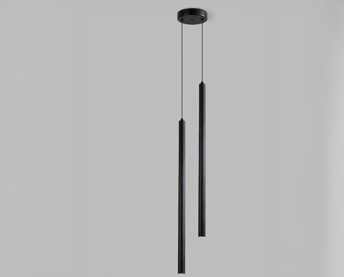 Suspension 2 lampes minimaliste et moderne sur fond gris