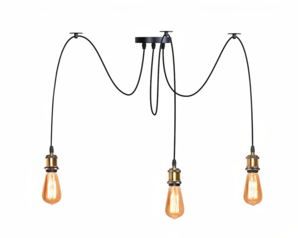 Suspension araignée au design rétro et vintage noire sur fond blanc