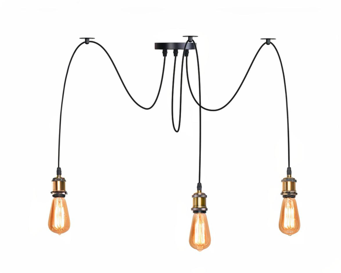 Suspension araignée au design rétro et vintage noire sur fond blanc