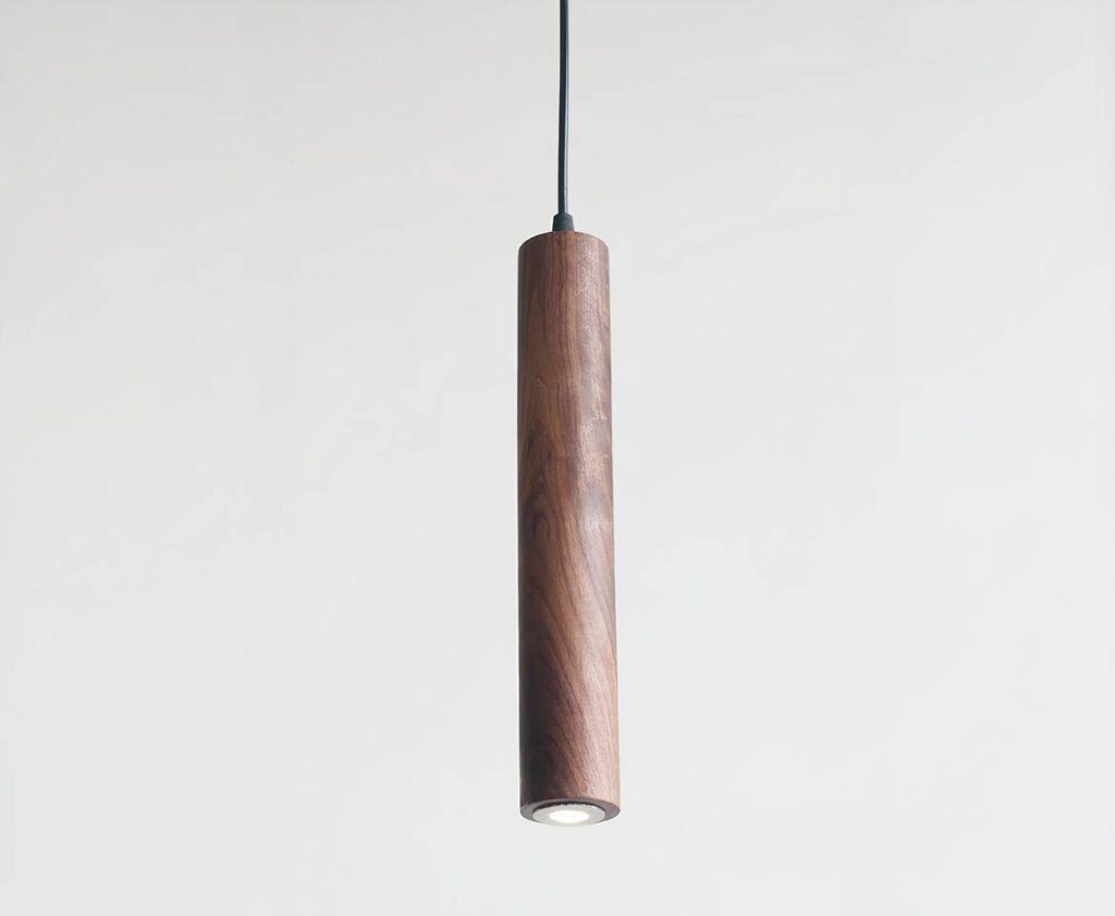 Suspension bois décorative de style moderne sur fond gris