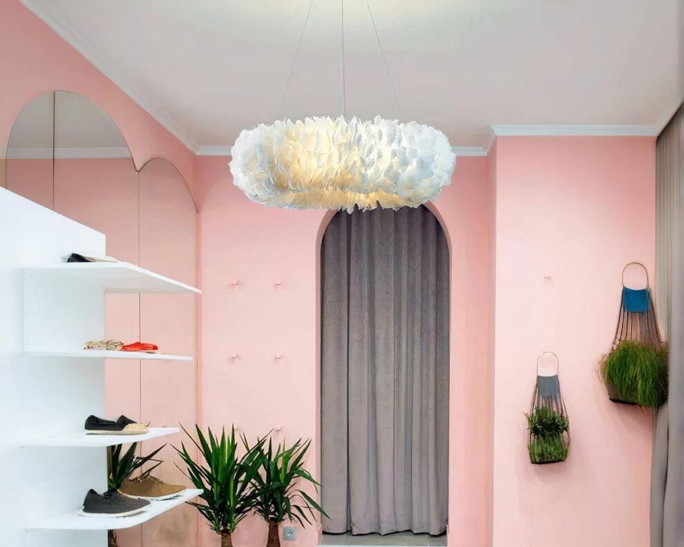 Suspension Rose Effet Grillage Design main image 0