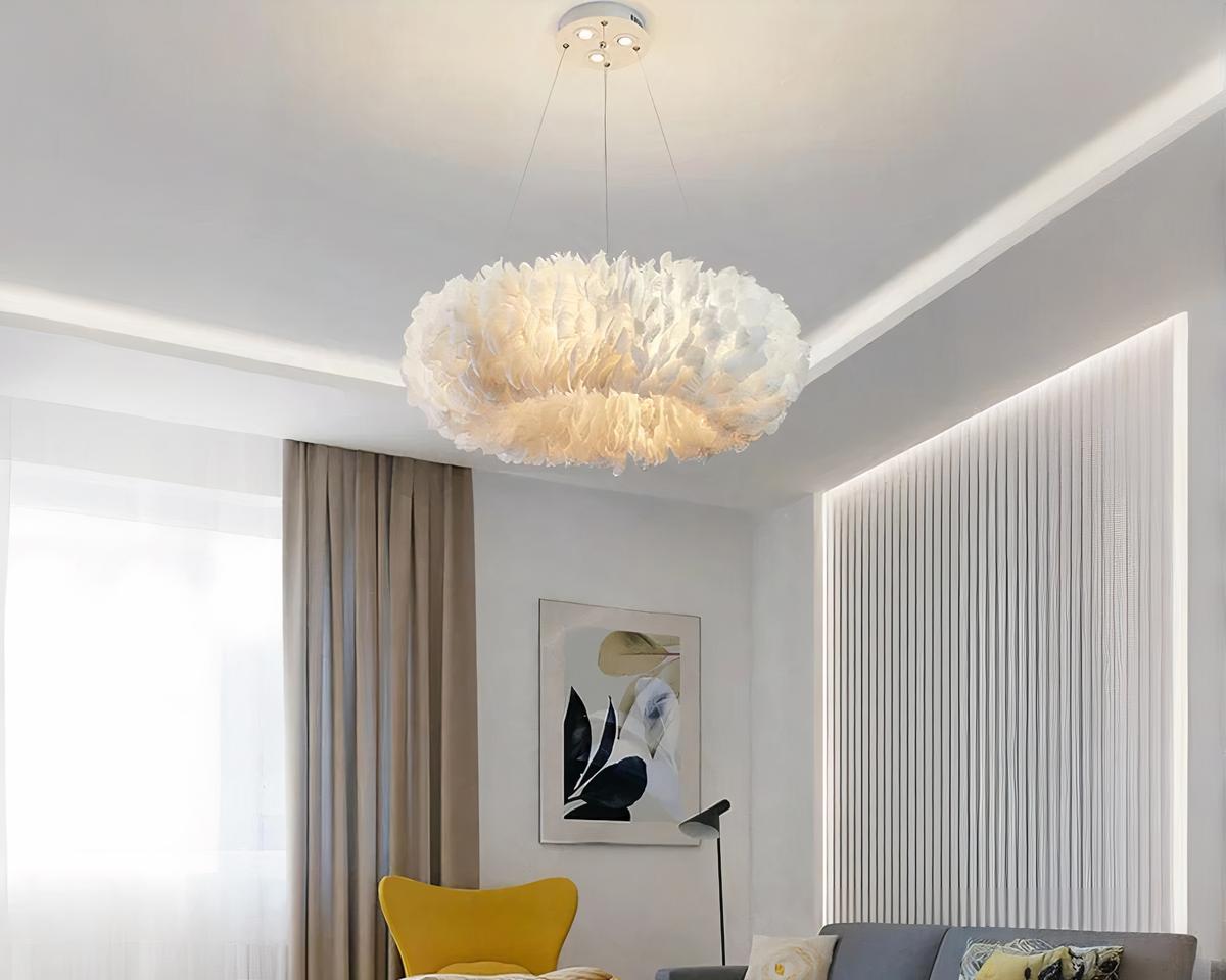 Suspension chambre fille décorative en design de plume