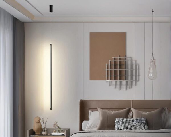 Suspension chambre minimaliste en aluminium dans une chambre