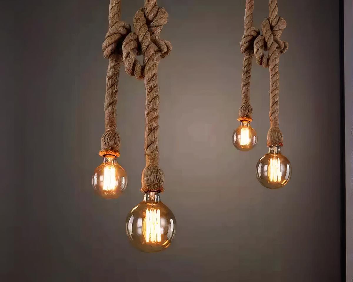 Suspension corde naturelle au style rétro