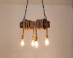 Suspension corde au style industriel en bois