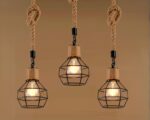 Suspension corde vintage au style industriel