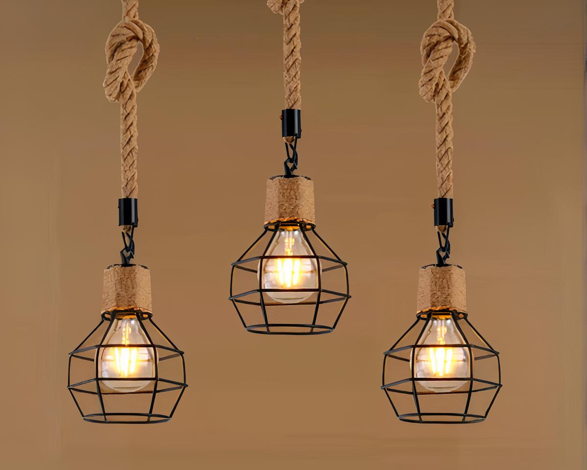 Suspension corde vintage au style industriel