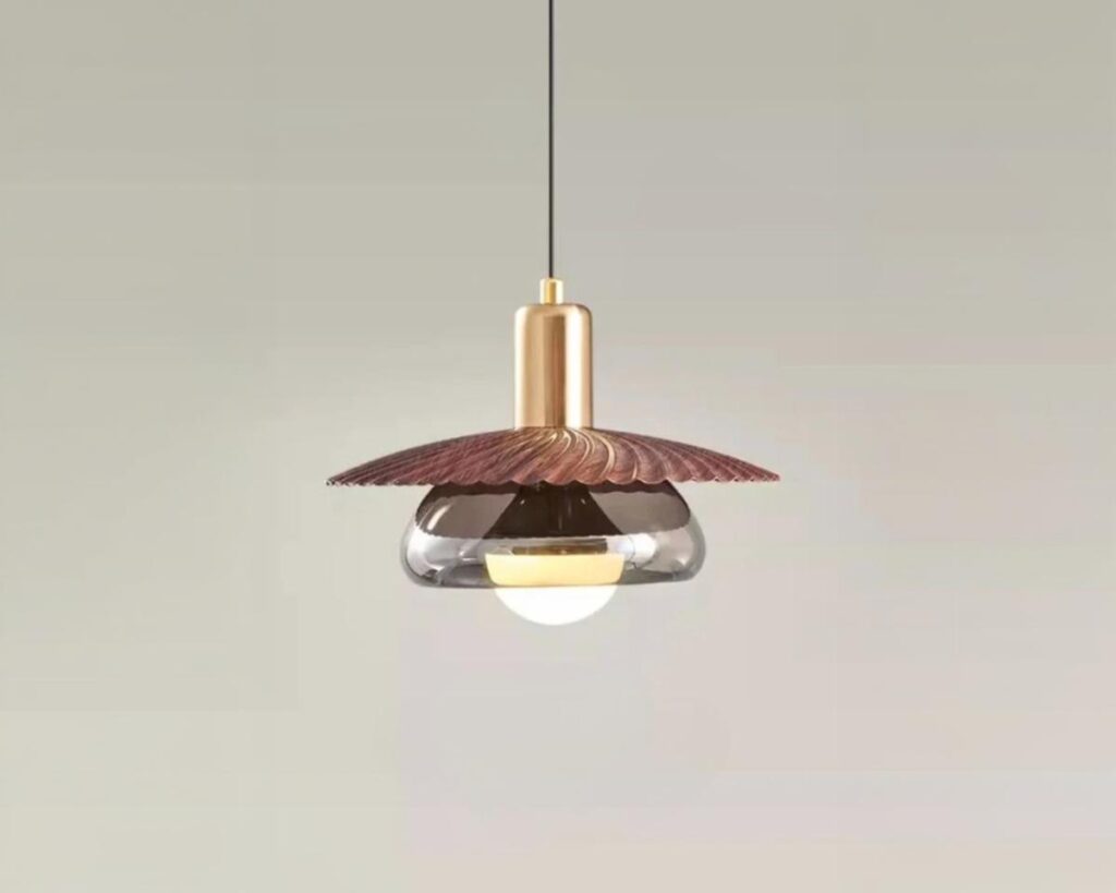 Suspension couloir vintage en verre sur fond gris
