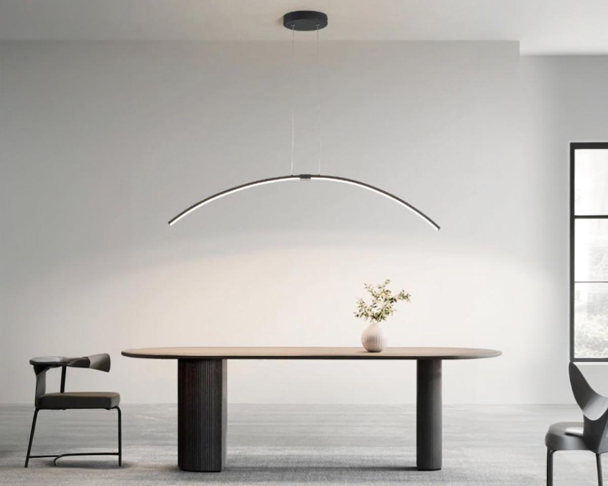 Suspension cuisine moderne au design arqué avec une table