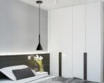 Suspension cuisine noire au design moderne dans une chambre