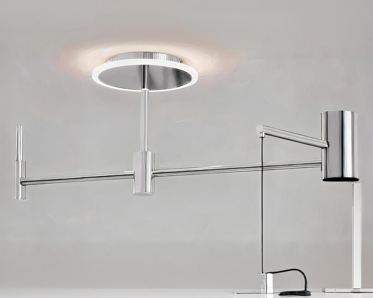 Suspension déportée argentée élégante au design nordique