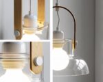Suspension filaire élégante et moderne en verre