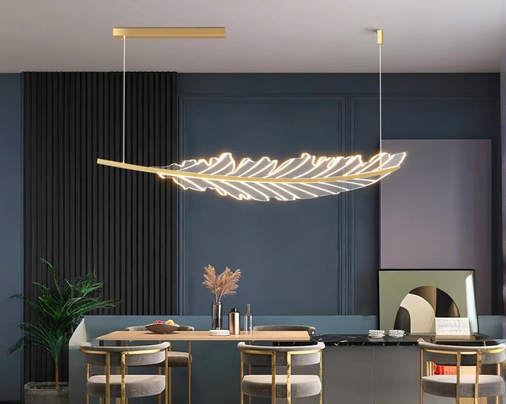 Suspension jungle feuille tropicale, accrocher au-dessus d'une table et lumineuse.