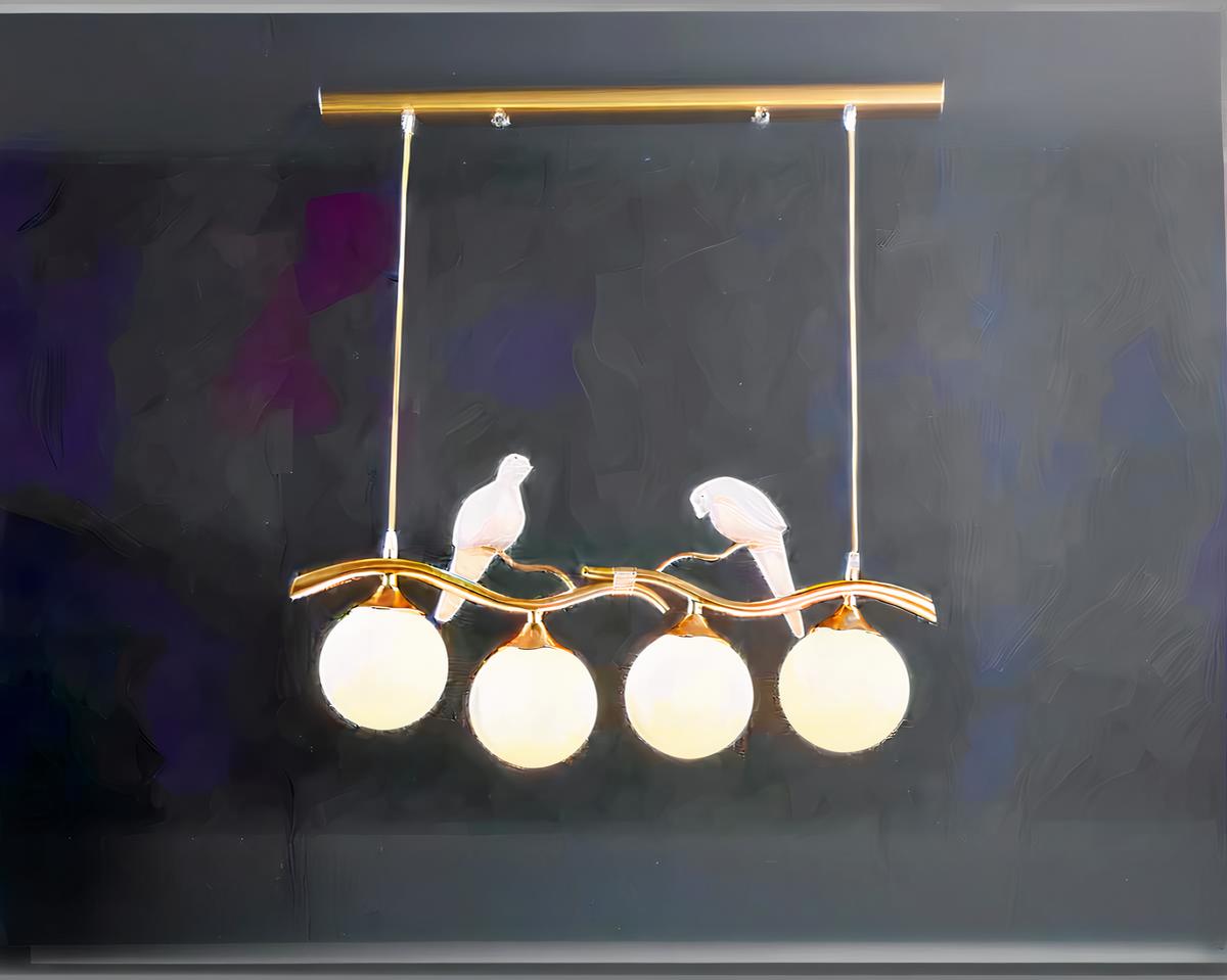 Suspension multiple élégante décorée d'oiseaux