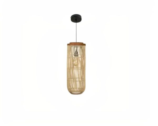 Suspension rotin japonaise tissée à la main sur fond blanc