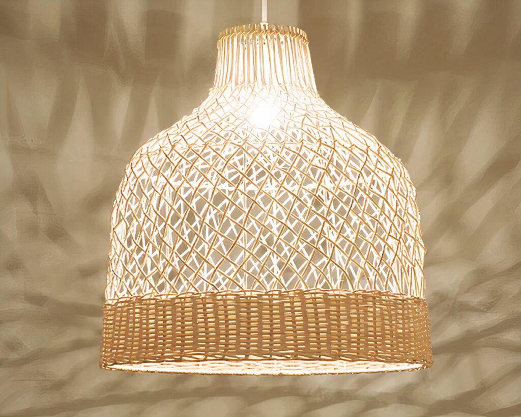 Suspension rotin marron et artisanale • Suspension Design