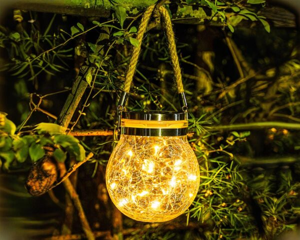 Suspension solaire imperméable et décorative allumée la nuit et accrochée à une branche