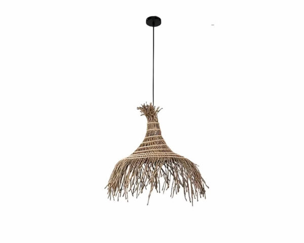 Suspension style raphia art déco, sur fond blanc.