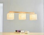 Suspension trois lampes chic et raffinée en bois