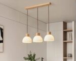 Suspension trois lampes élégante en pierre de verre