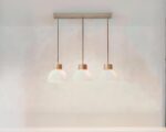Suspension trois lampes élégante en pierre de verre