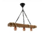 Suspension trois lampes vintage et raffinée en bois