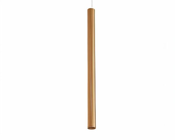 Suspension tube dorée durable et résistante en aluminium allumée sur fond blanc
