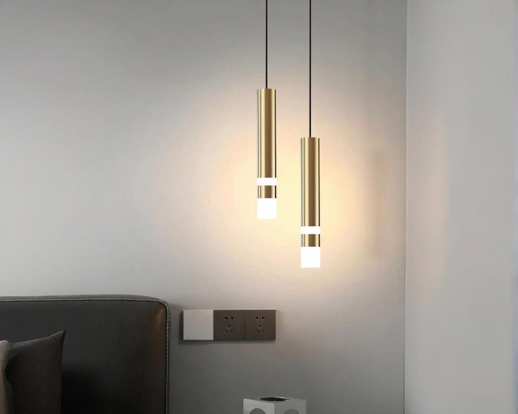 Suspension tube LED tendance et décorative en aluminium allumée dans une chambre