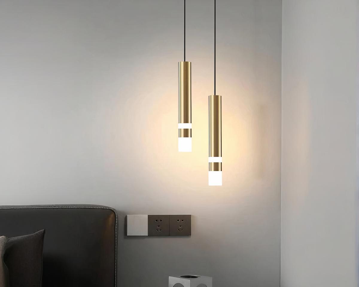 Suspension tube LED tendance et décorative en aluminium allumée dans une chambre