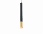 Suspension tube noire chic et moderne en aluminium sur fond blanc.