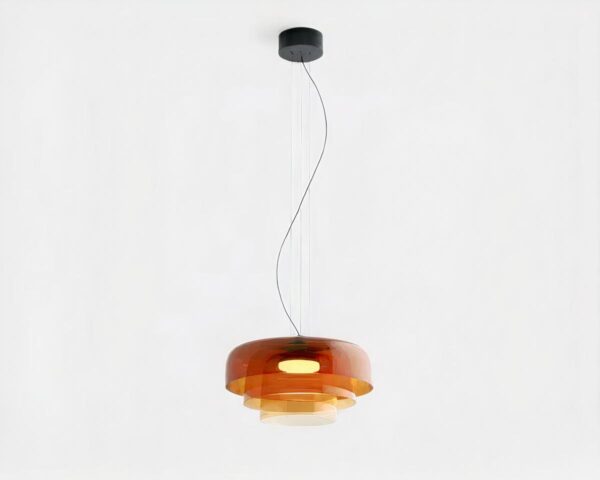 Suspension verre design et tendance sur fond gris