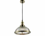 Suspension en verre style vintage, avec un abat-jour rond.