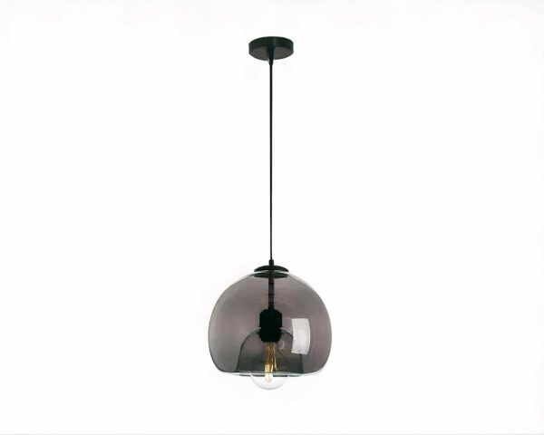 Suspension verre fumé LED grise et design sur fond blanc