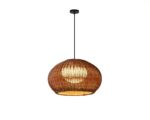 Suspension bois marron de style japonais sur fond blanc.