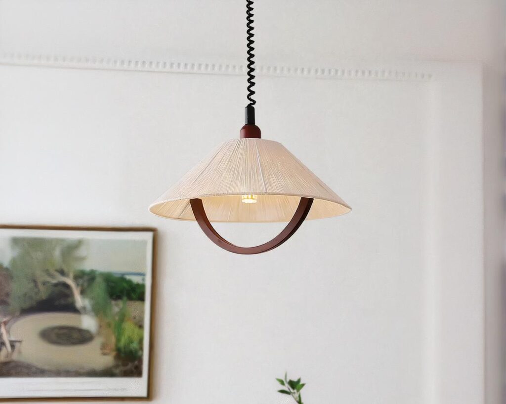 Suspension beige de style rétro sur fond gris