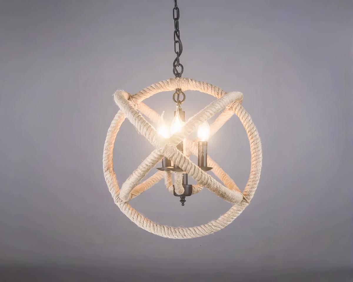 Suspension corde ronde de style vintage sur fond gris