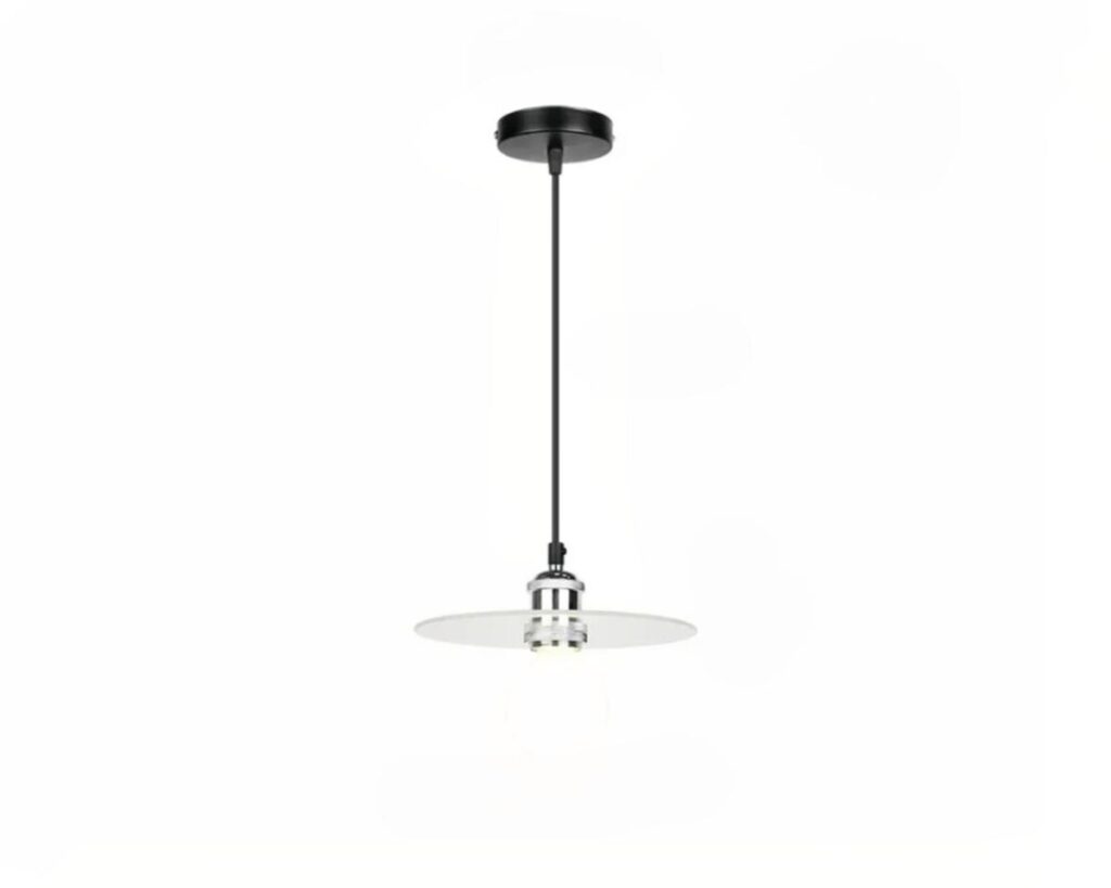 Suspension créative et circulaire en verre sur fond blanc