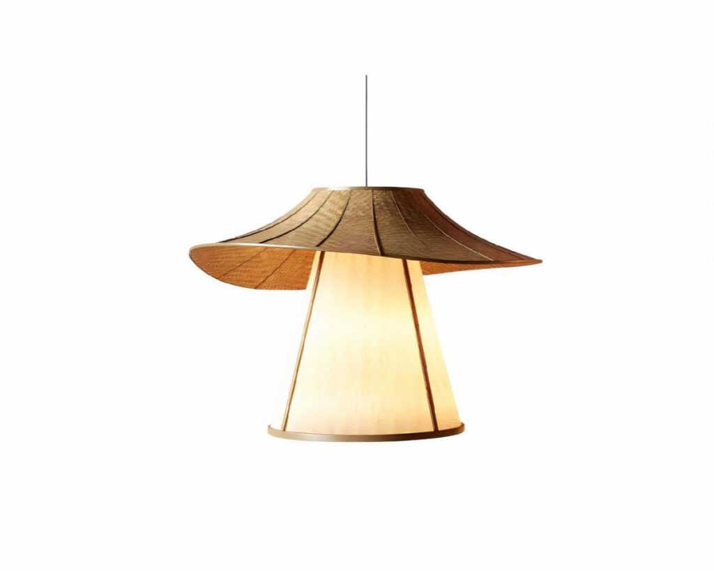Suspension japonaise LED design et tendance sur fond blanc
