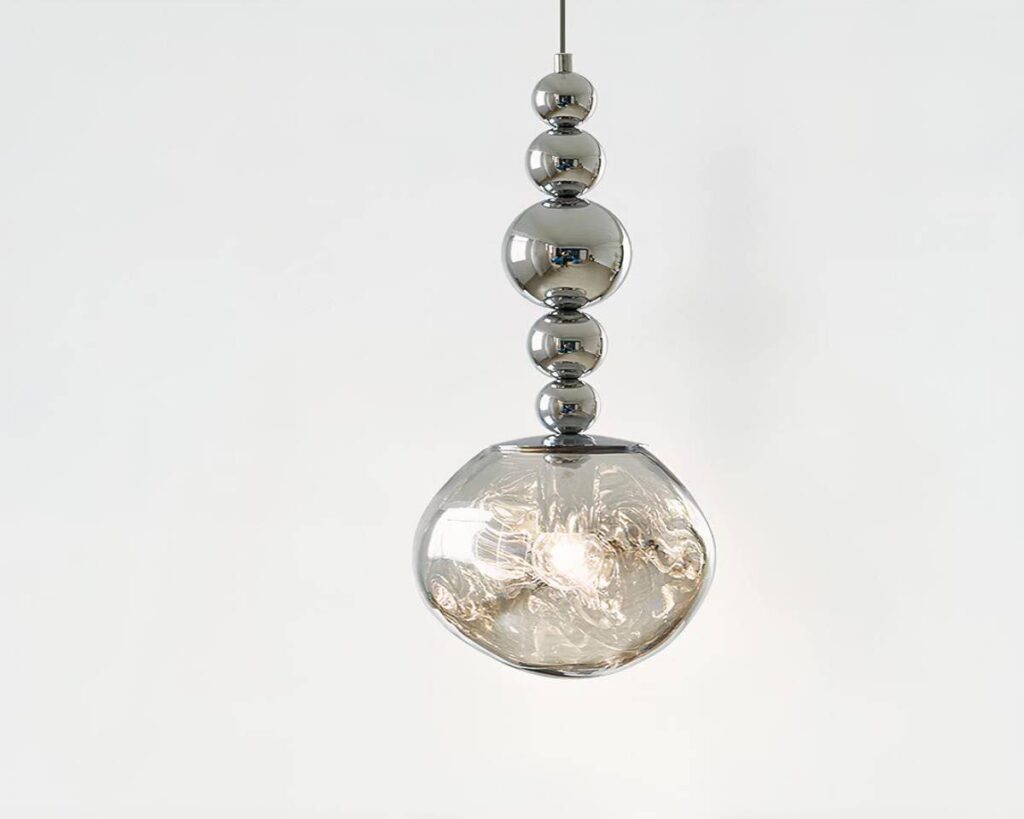 Suspension moderne et créative en verre fumé sur fond gris